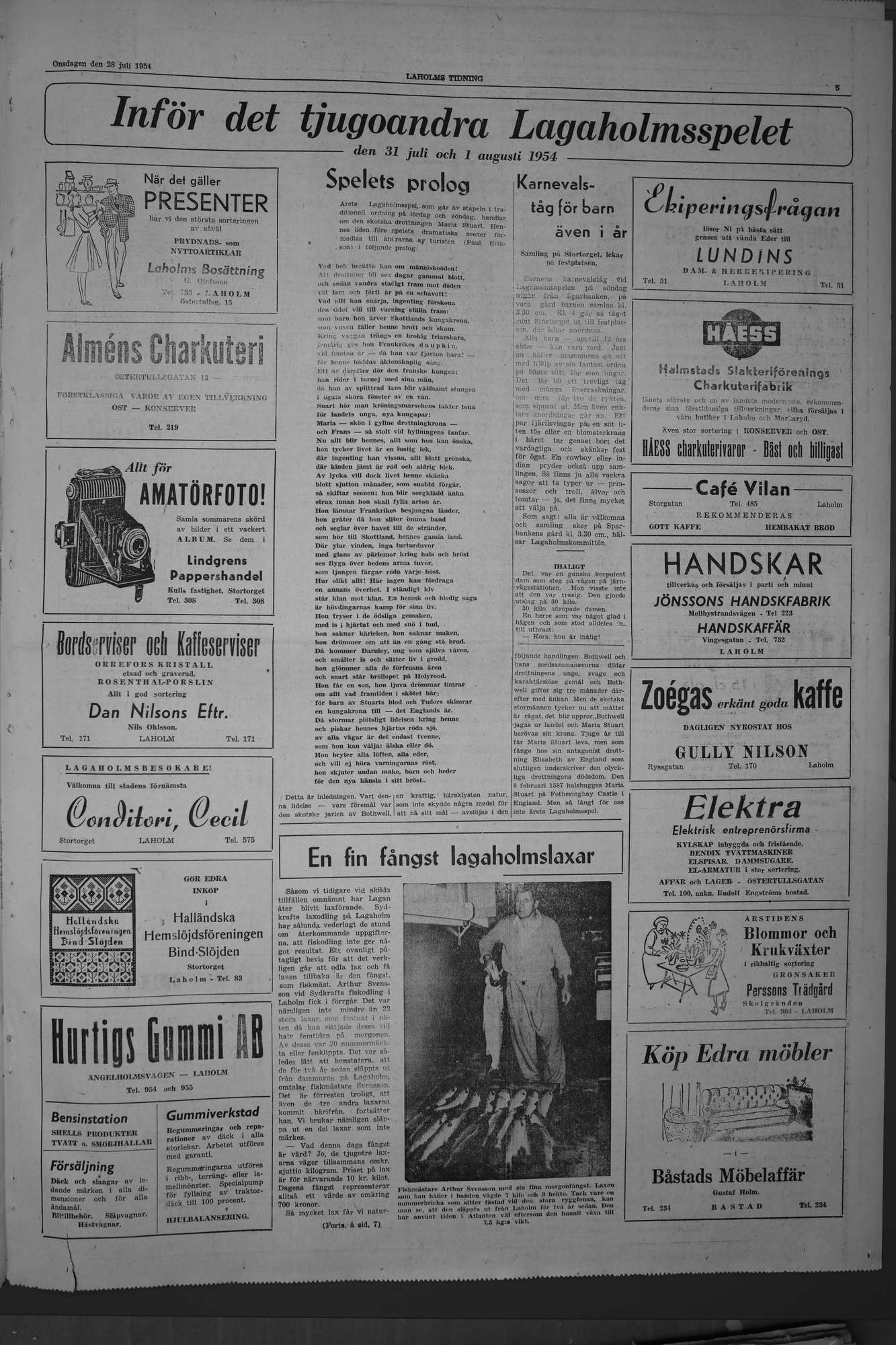 Laholms Tidning Onsdag 28 juli 1954, sida 5