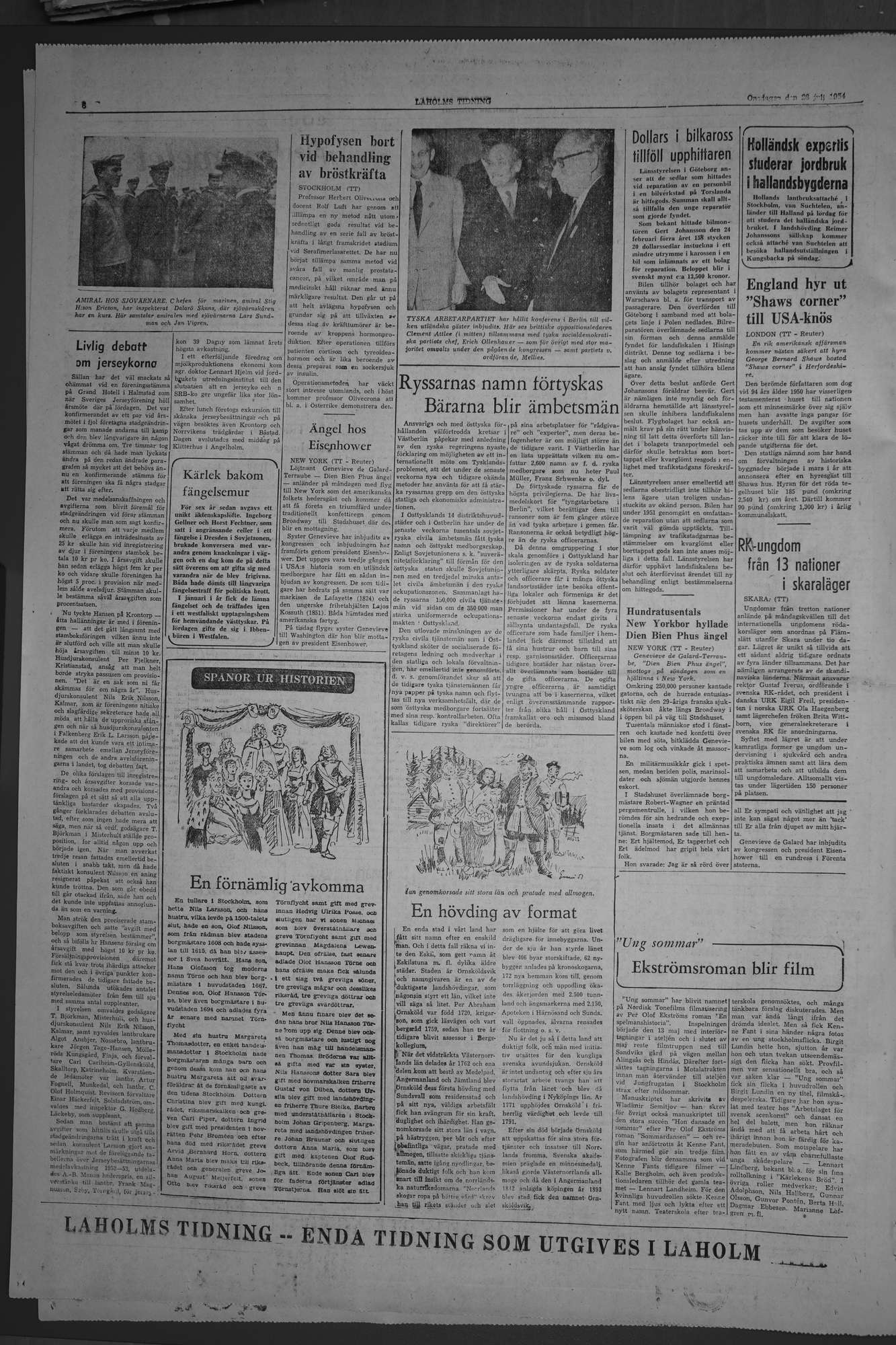Laholms Tidning Onsdag 28 juli 1954, sida 6