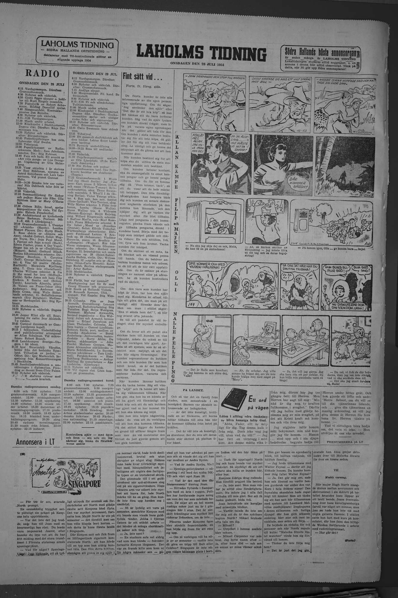 Laholms Tidning Onsdag 28 juli 1954, sida 8