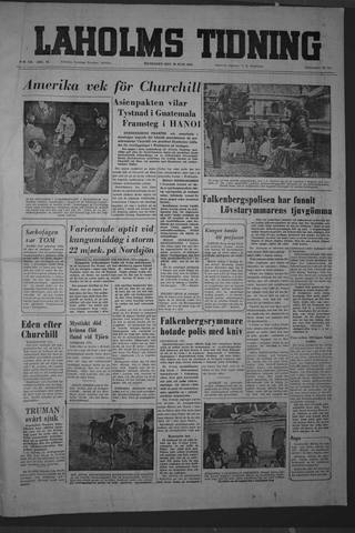 Förstasidan, Måndag 28 juni 1954