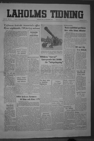 Förstasidan, Tisdag 28 september 1954