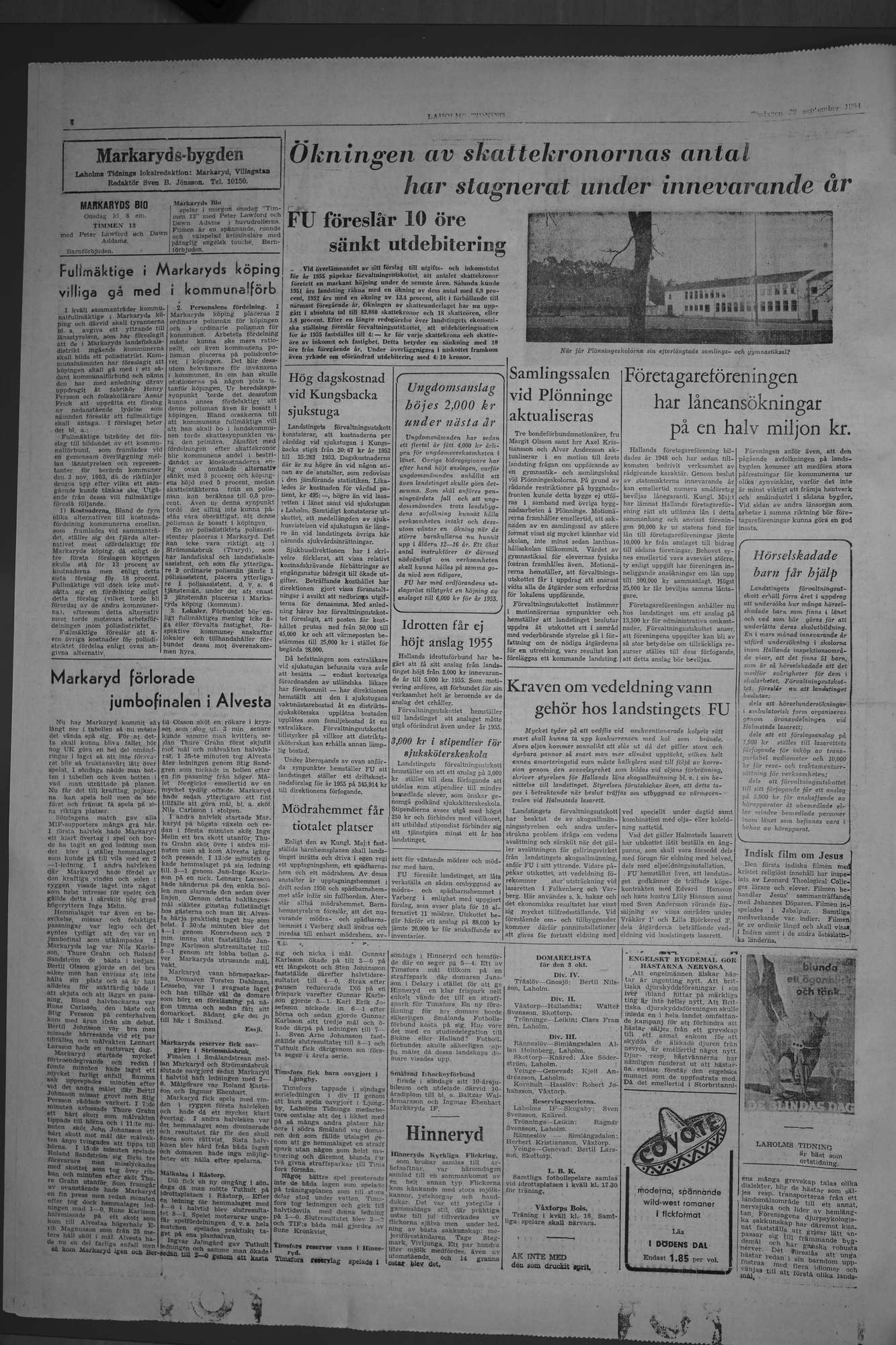 Laholms Tidning Tisdag 28 september 1954, sida 4