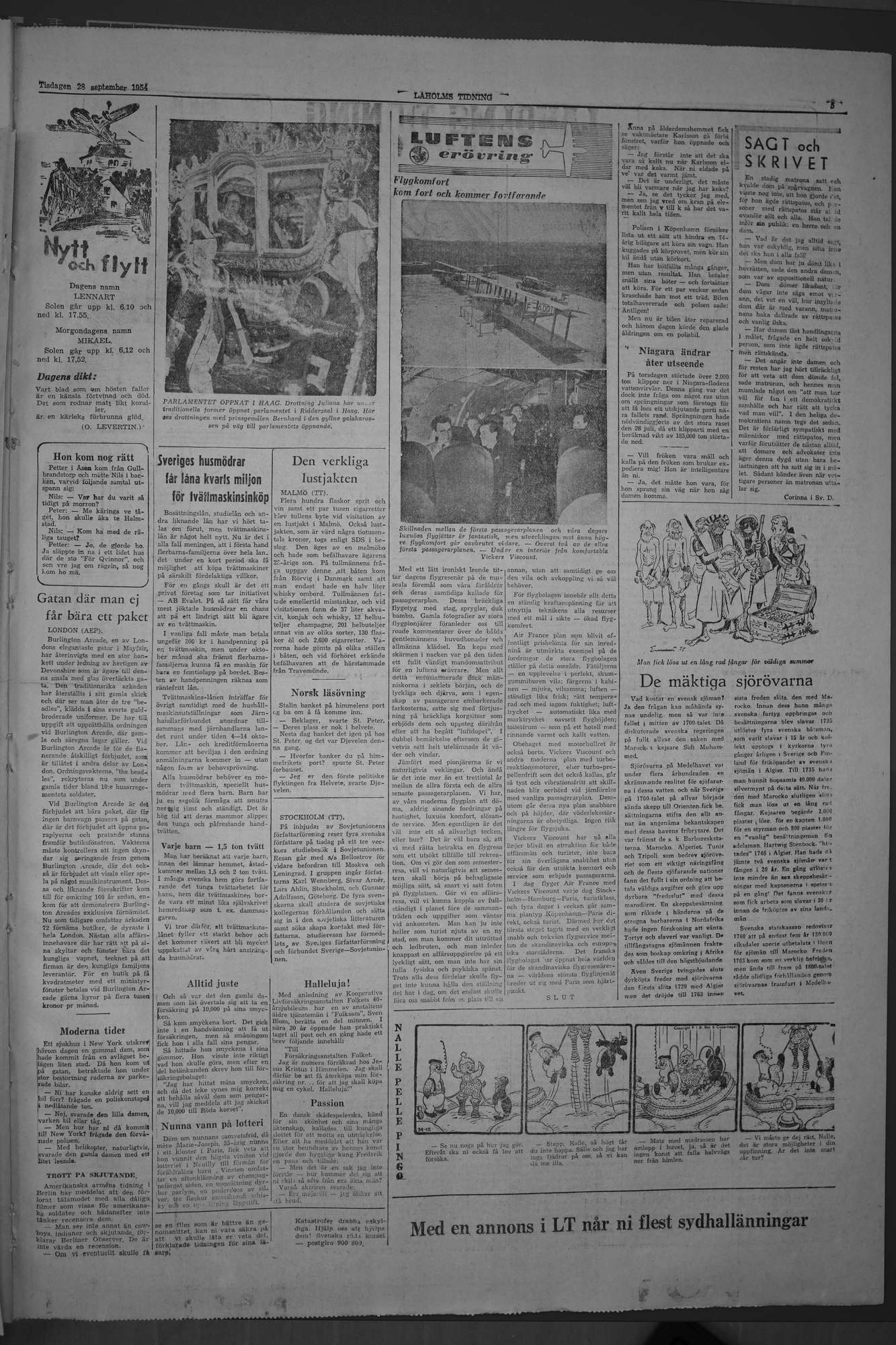 Laholms Tidning Tisdag 28 september 1954, sida 5