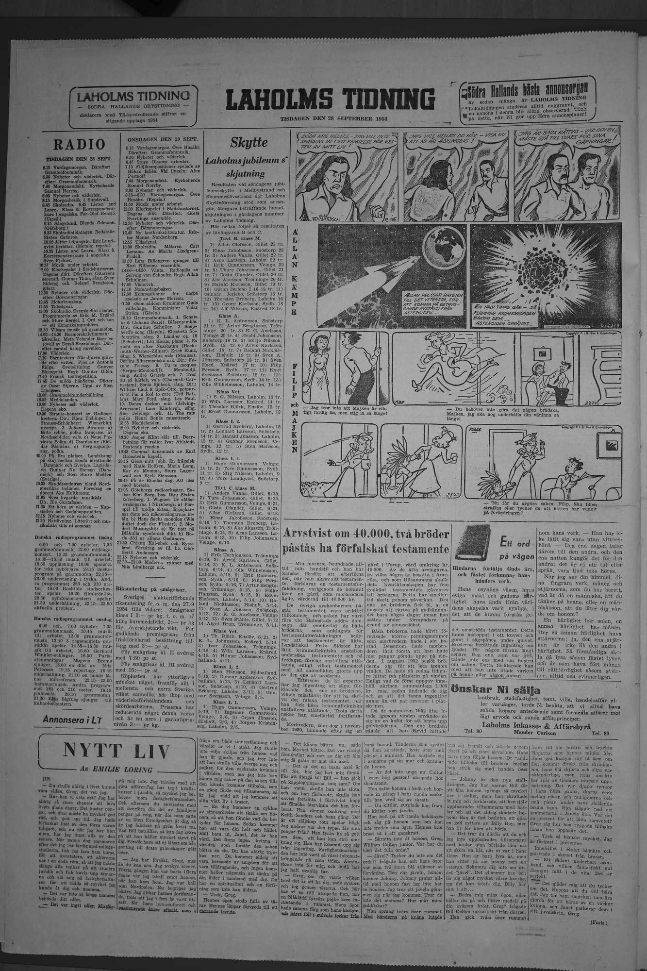 Laholms Tidning Tisdag 28 september 1954, sida 6