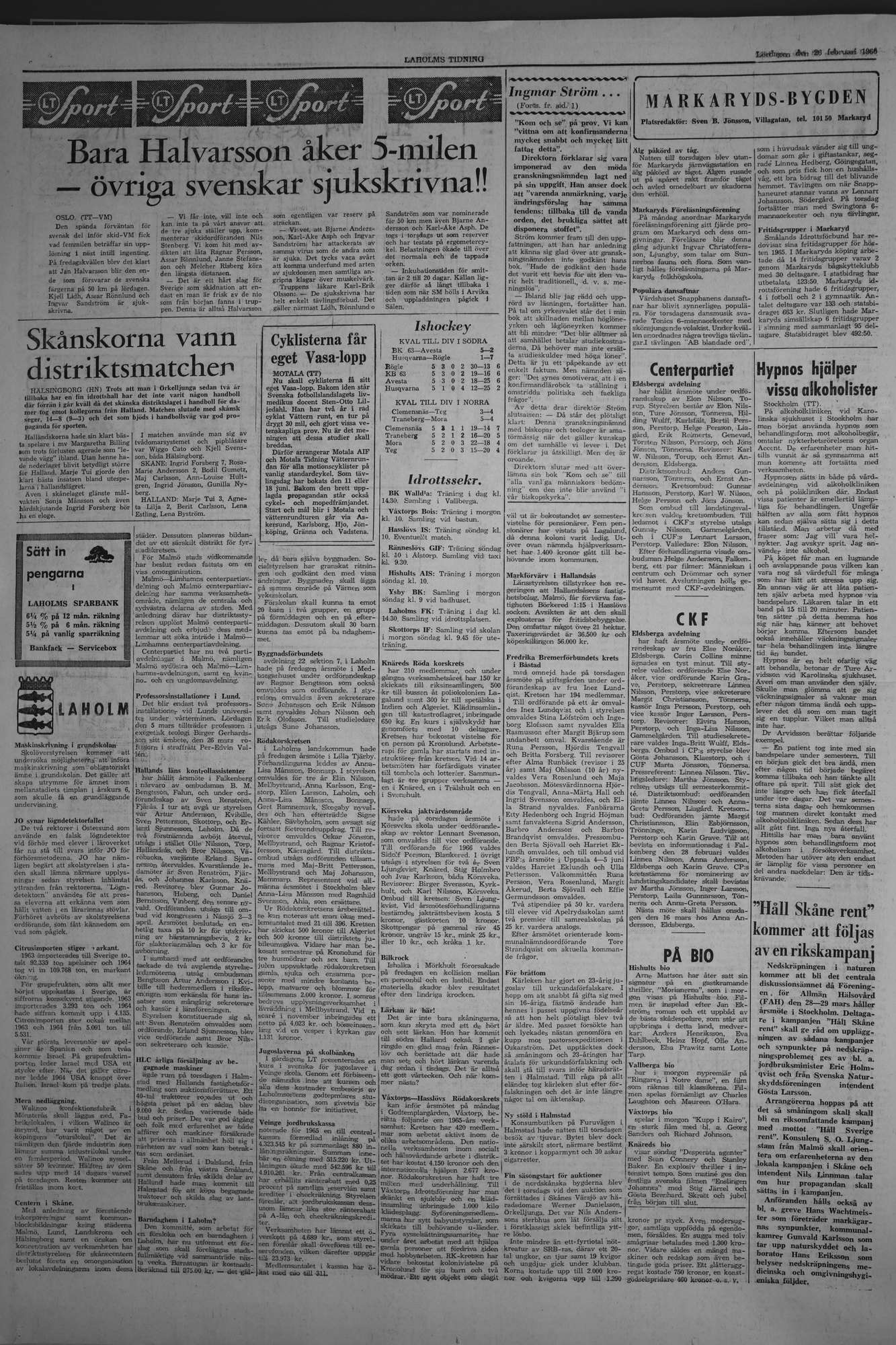 Laholms Tidning Lördag 26 februari 1966, sida 6