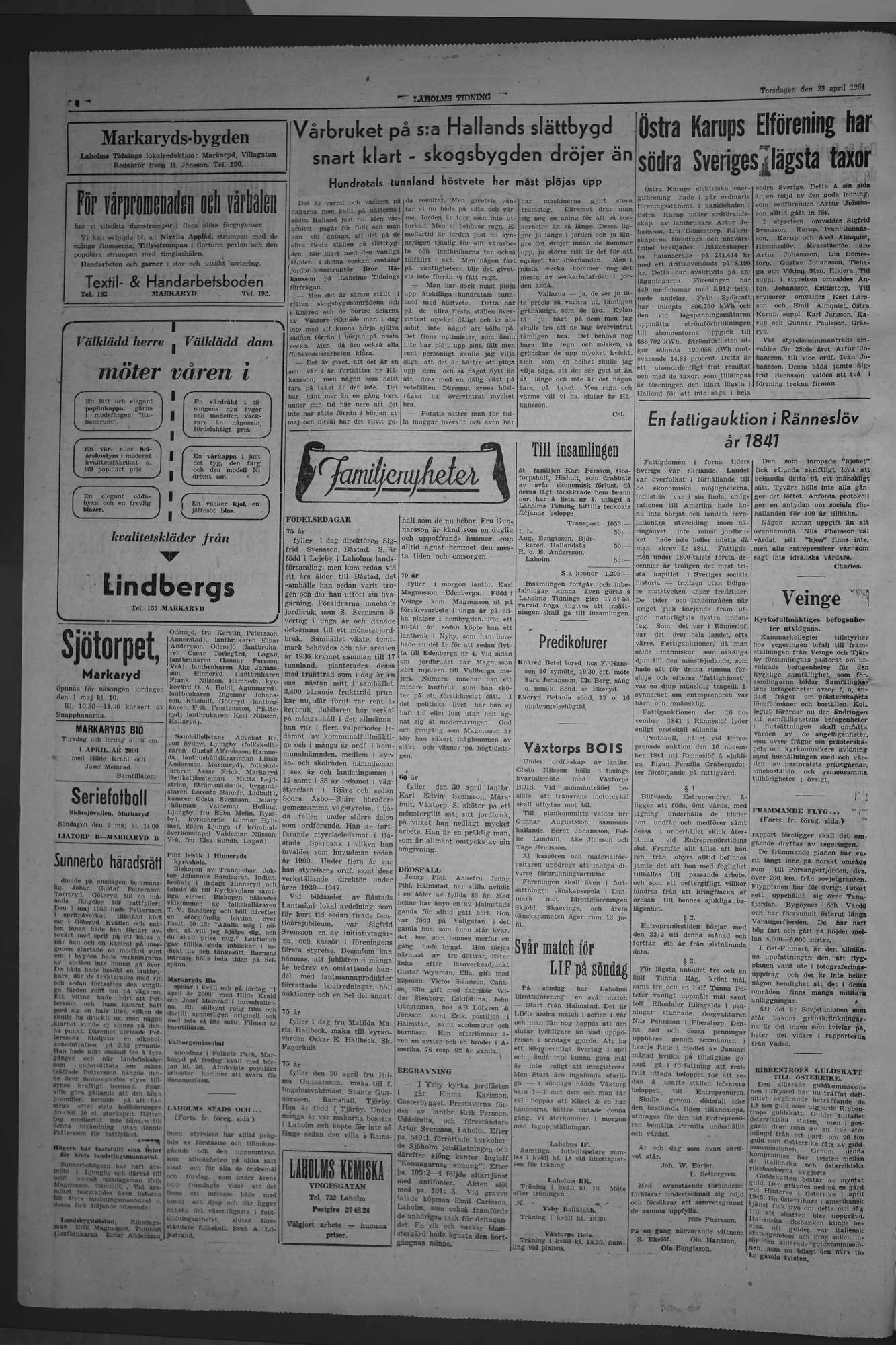 Laholms Tidning Torsdag 29 april 1954, sida 4