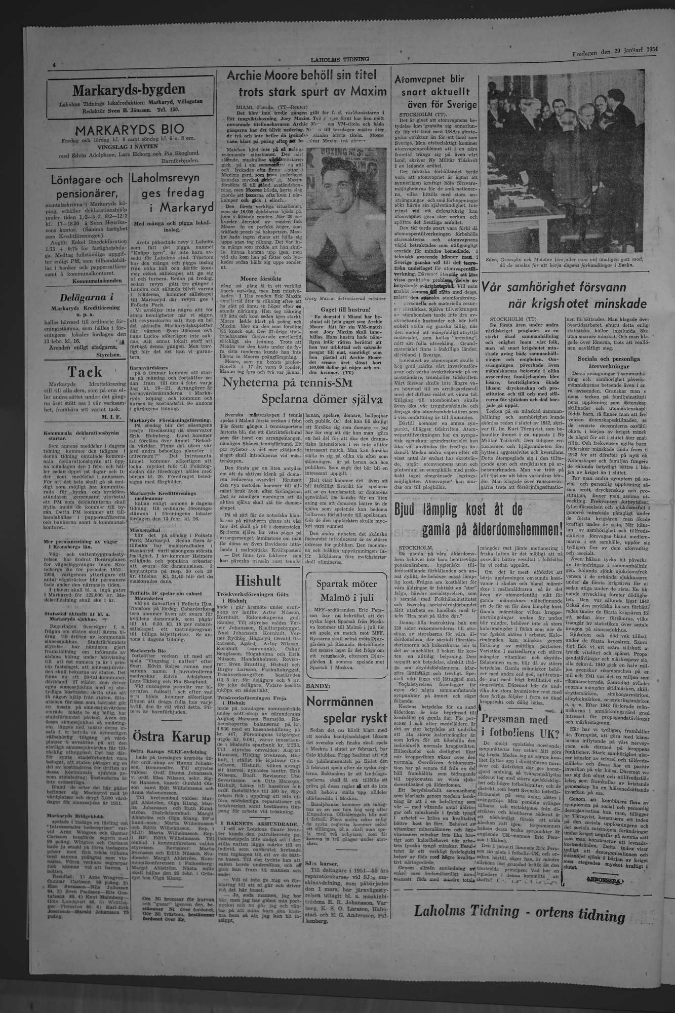 Laholms Tidning Fredag 29 januari 1954, sida 4