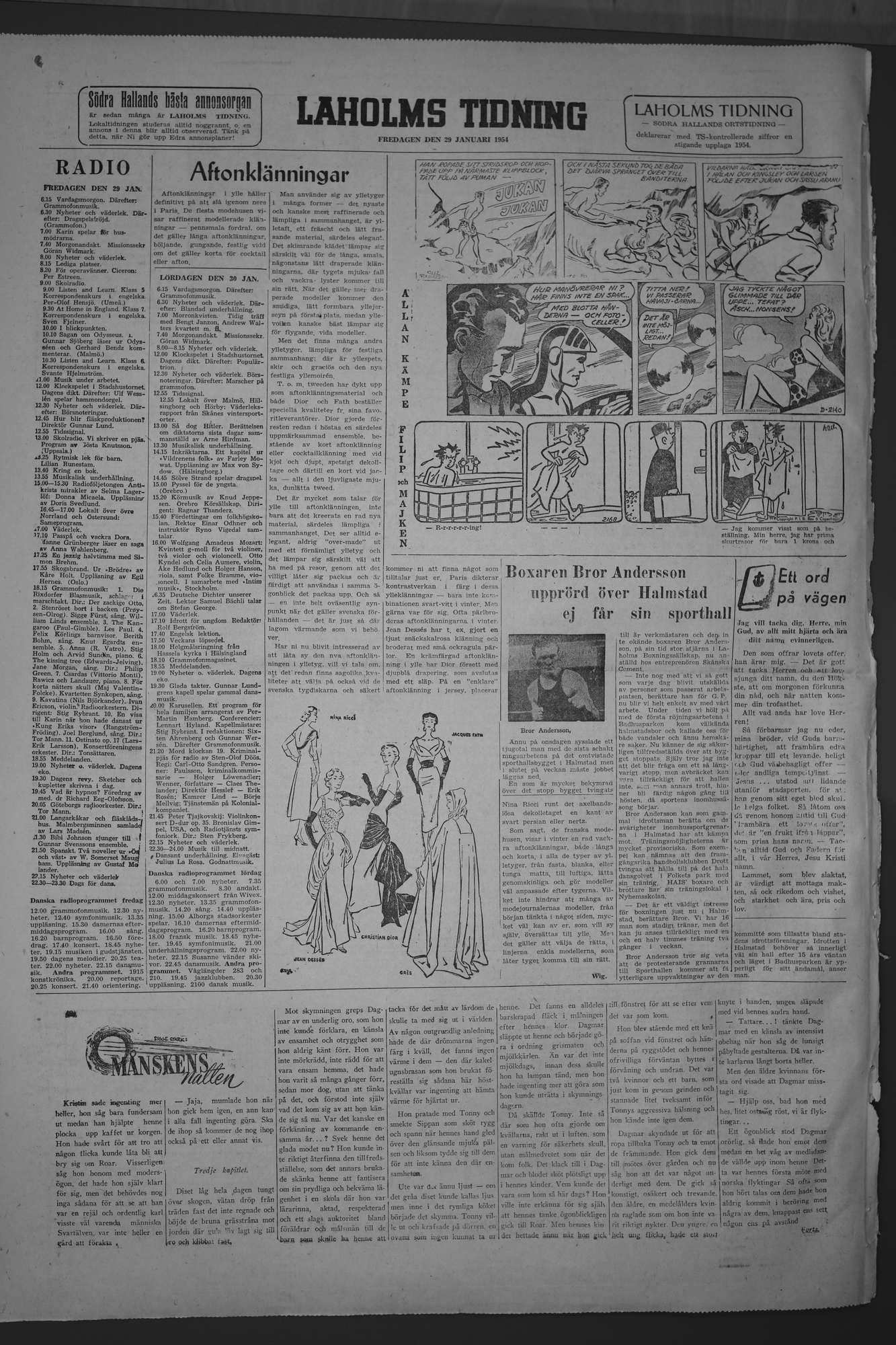 Laholms Tidning Fredag 29 januari 1954, sida 8