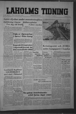 Förstasidan, Tisdag 29 juni 1954