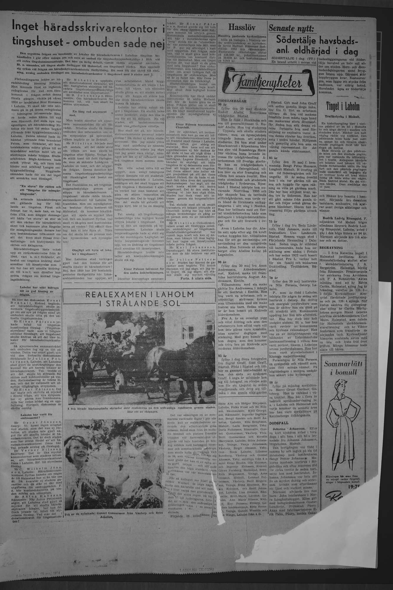 Laholms Tidning Lördag 29 maj 1954, sida 3