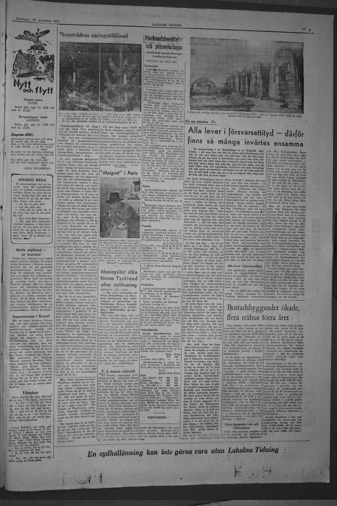 Laholms Tidning Måndag 29 november 1954, sida 7