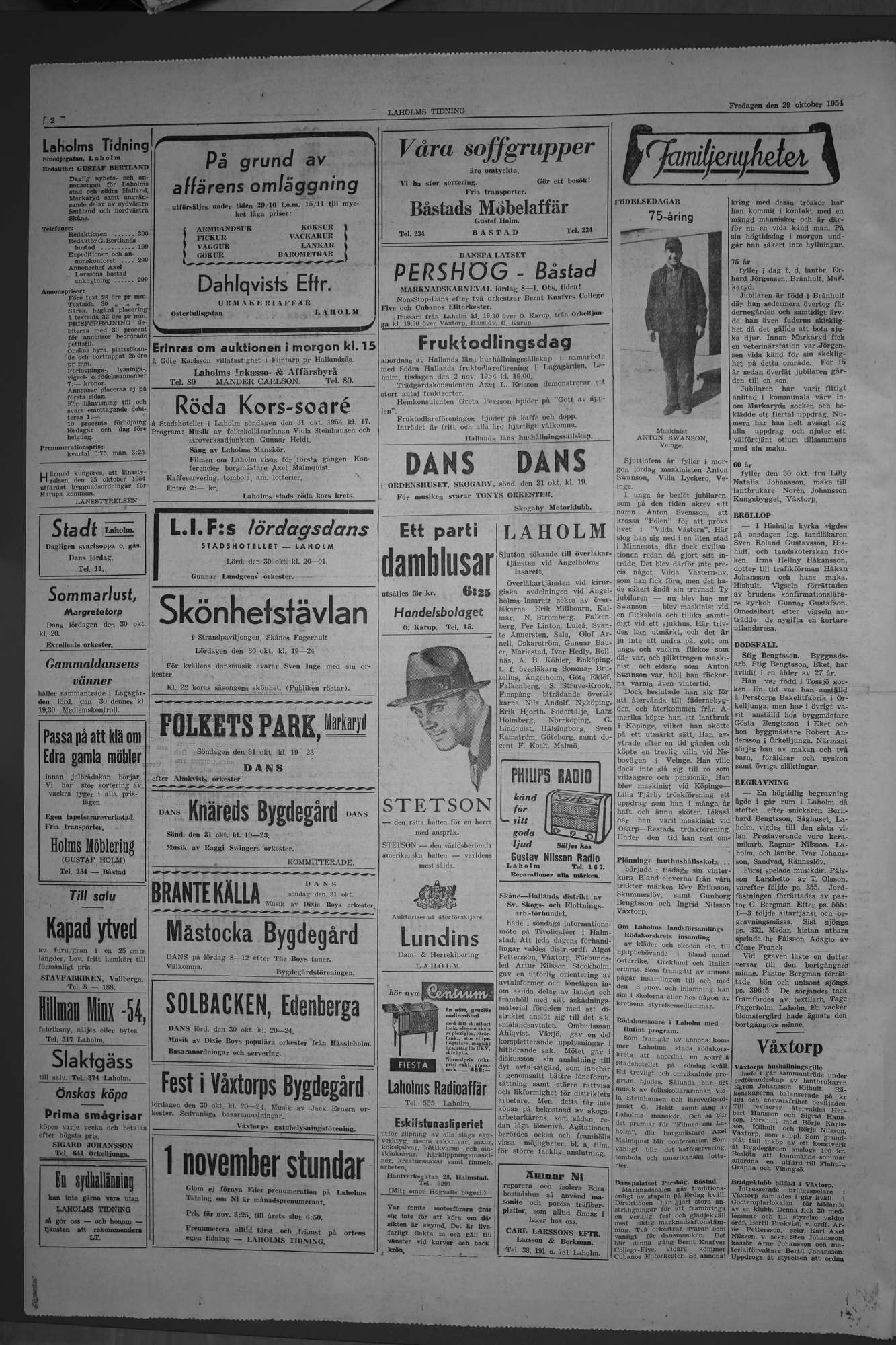 Laholms Tidning Fredag 29 oktober 1954, sida 2