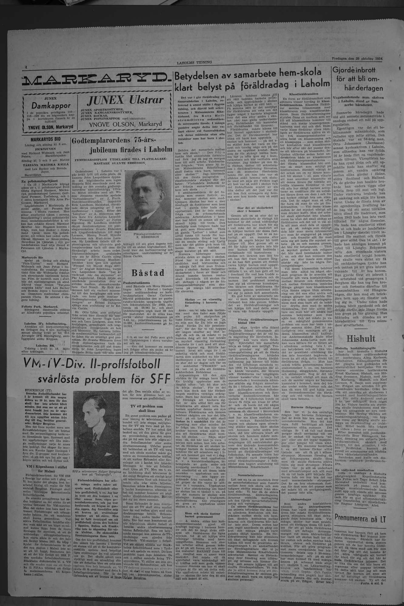 Laholms Tidning Fredag 29 oktober 1954, sida 4