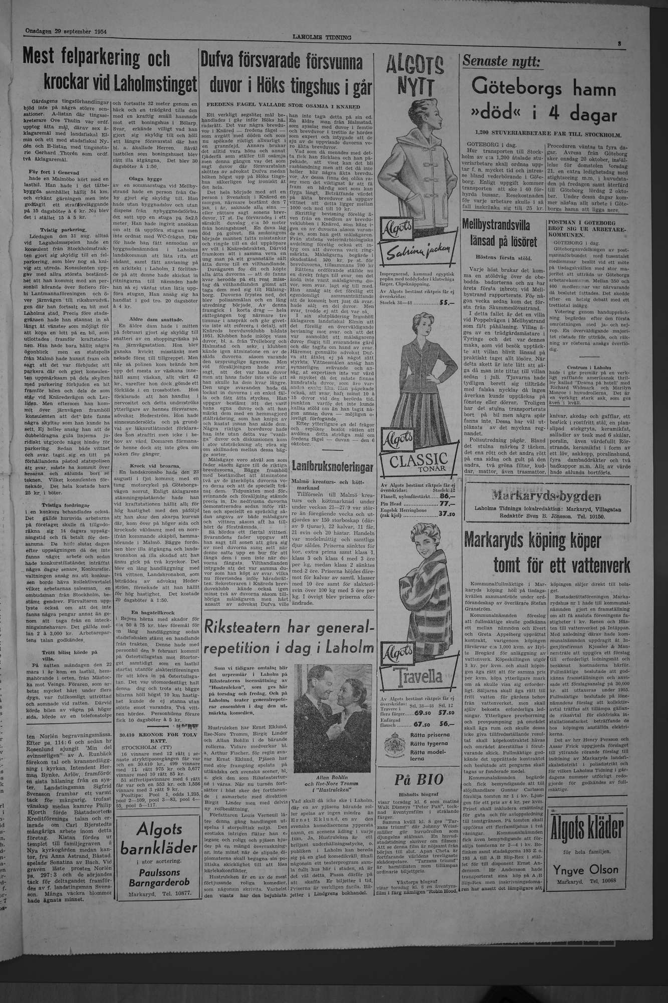 Laholms Tidning Onsdag 29 september 1954, sida 3