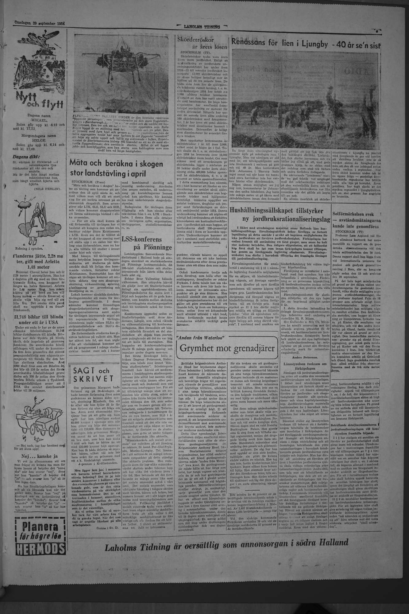 Laholms Tidning Onsdag 29 september 1954, sida 5