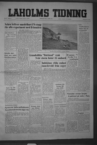 Förstasidan, Lördag 3 april 1954
