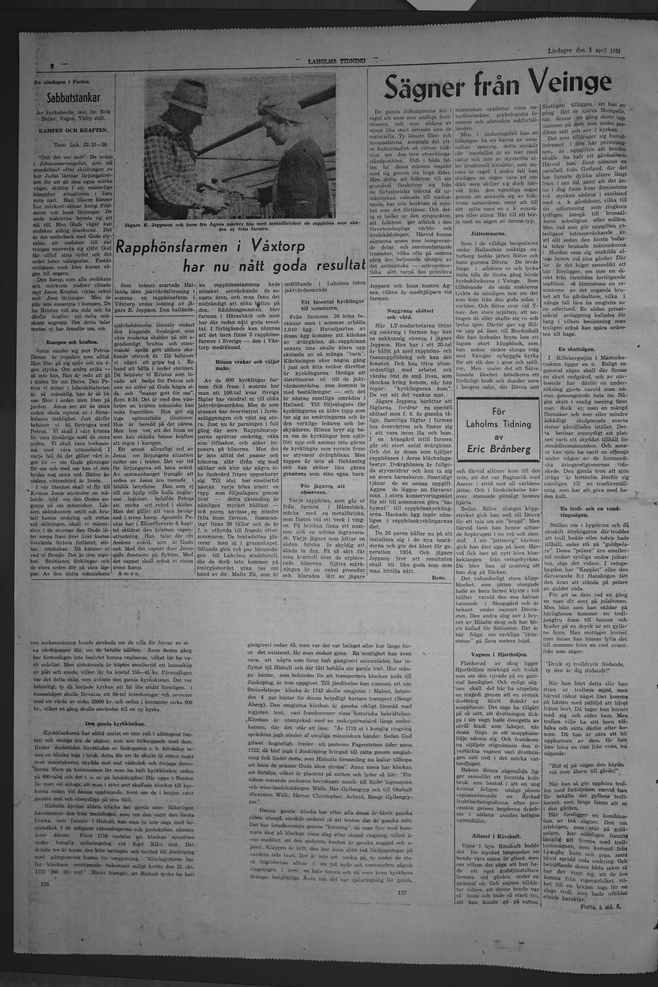 Laholms Tidning Lördag 3 april 1954, sida 6