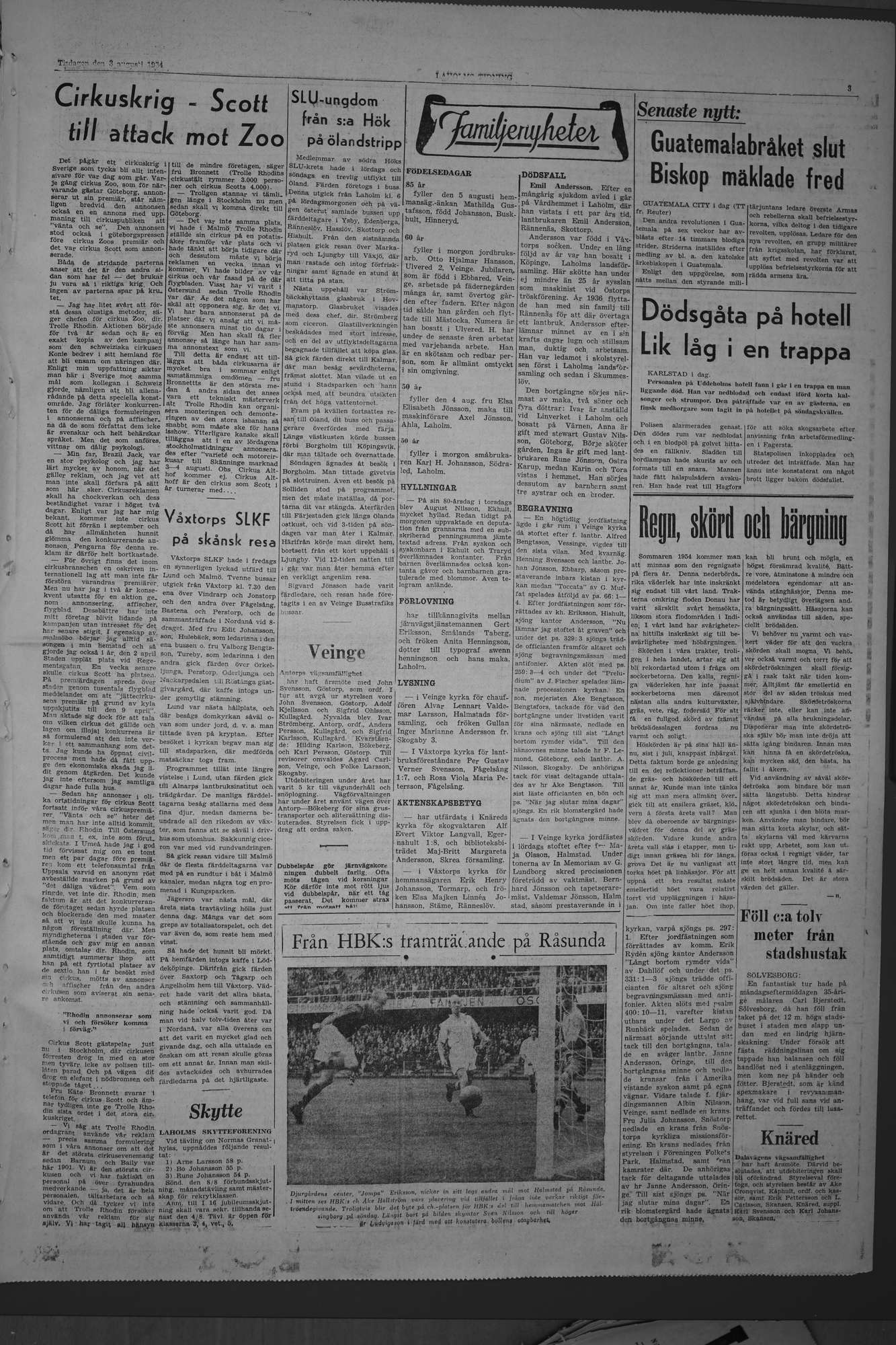 Laholms Tidning Tisdag 3 augusti 1954, sida 3