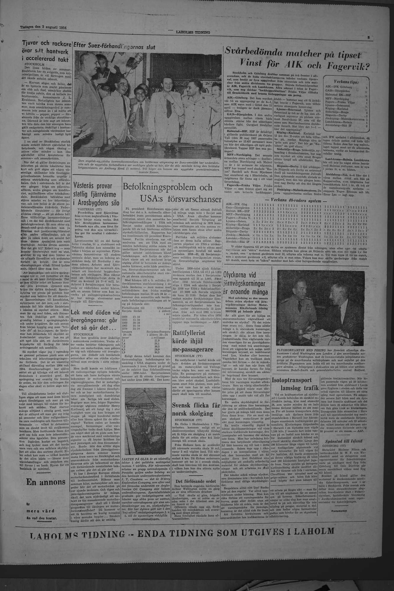 Laholms Tidning Tisdag 3 augusti 1954, sida 5
