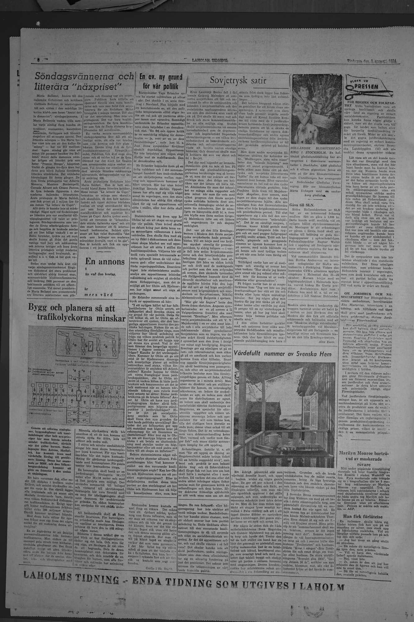 Laholms Tidning Tisdag 3 augusti 1954, sida 6