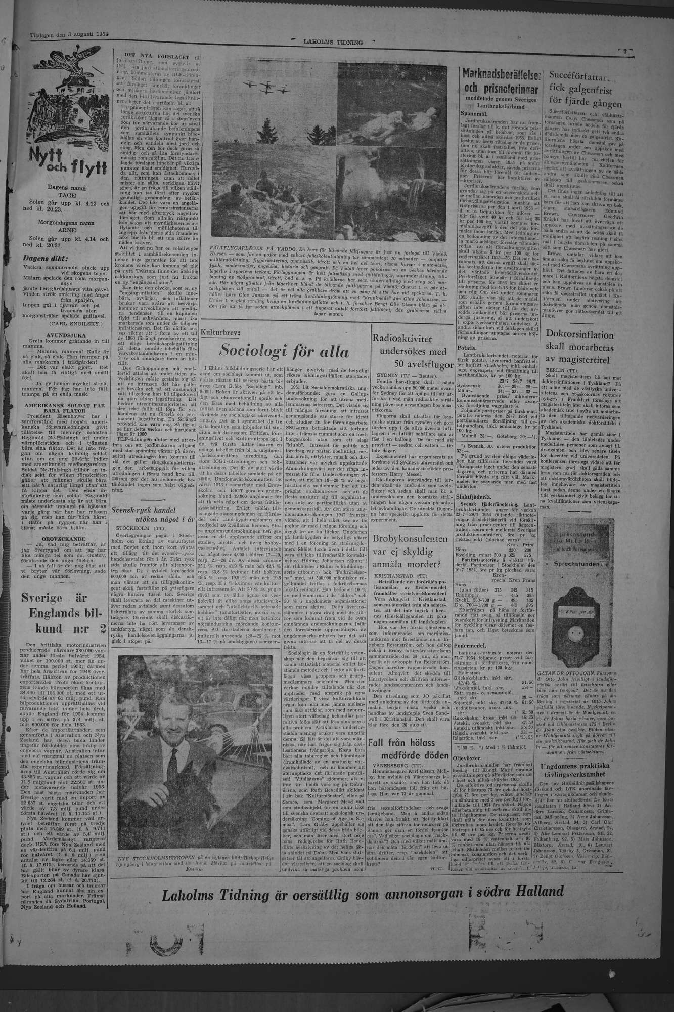 Laholms Tidning Tisdag 3 augusti 1954, sida 7