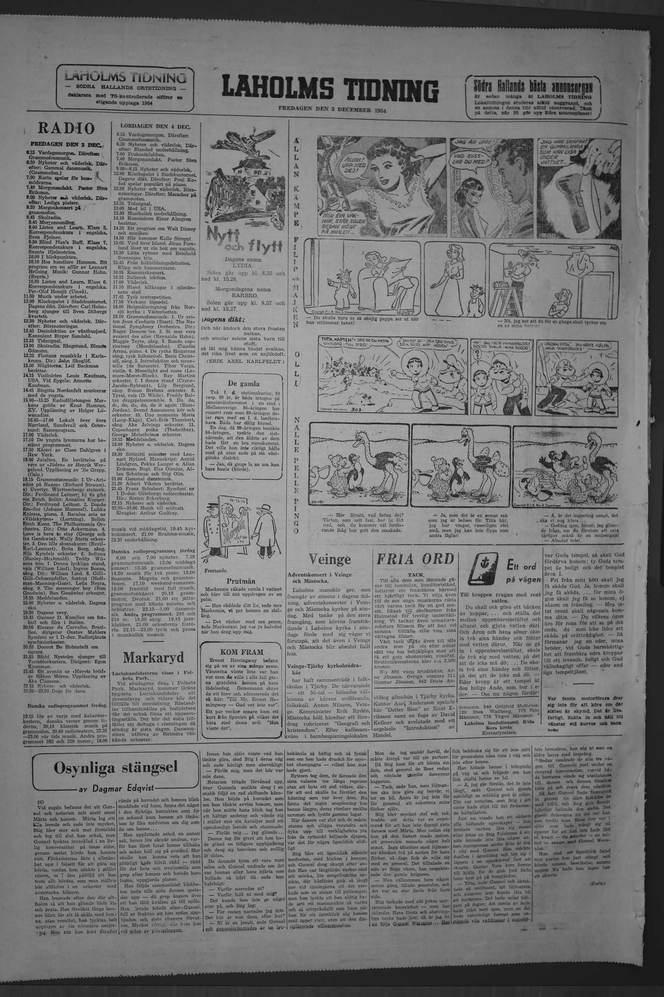 Laholms Tidning Fredag 3 december 1954, sida 8