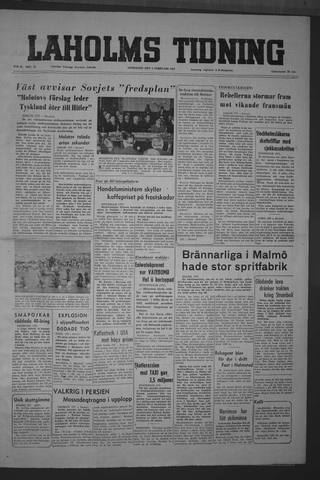 Förstasidan, Onsdag 3 februari 1954