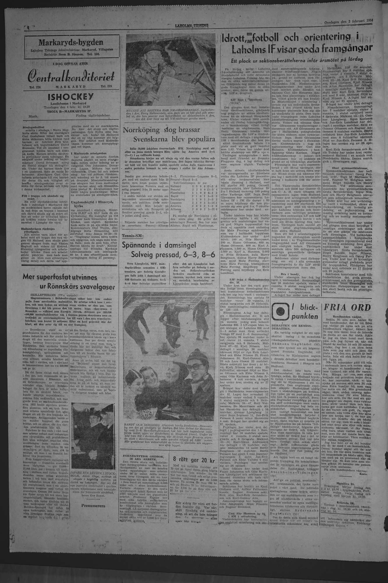 Laholms Tidning Onsdag 3 februari 1954, sida 4