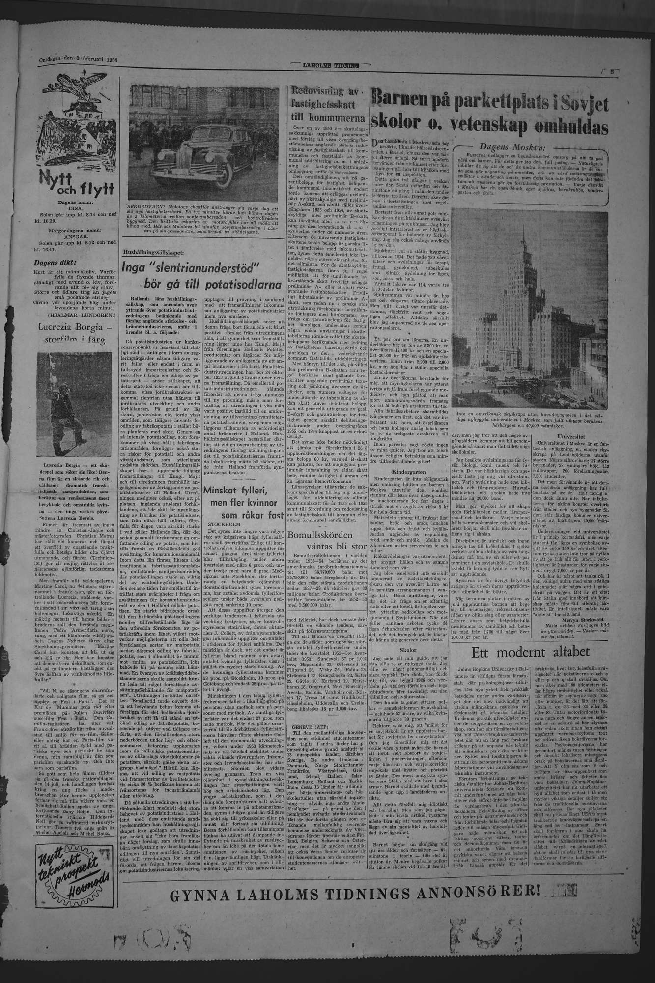Laholms Tidning Onsdag 3 februari 1954, sida 5