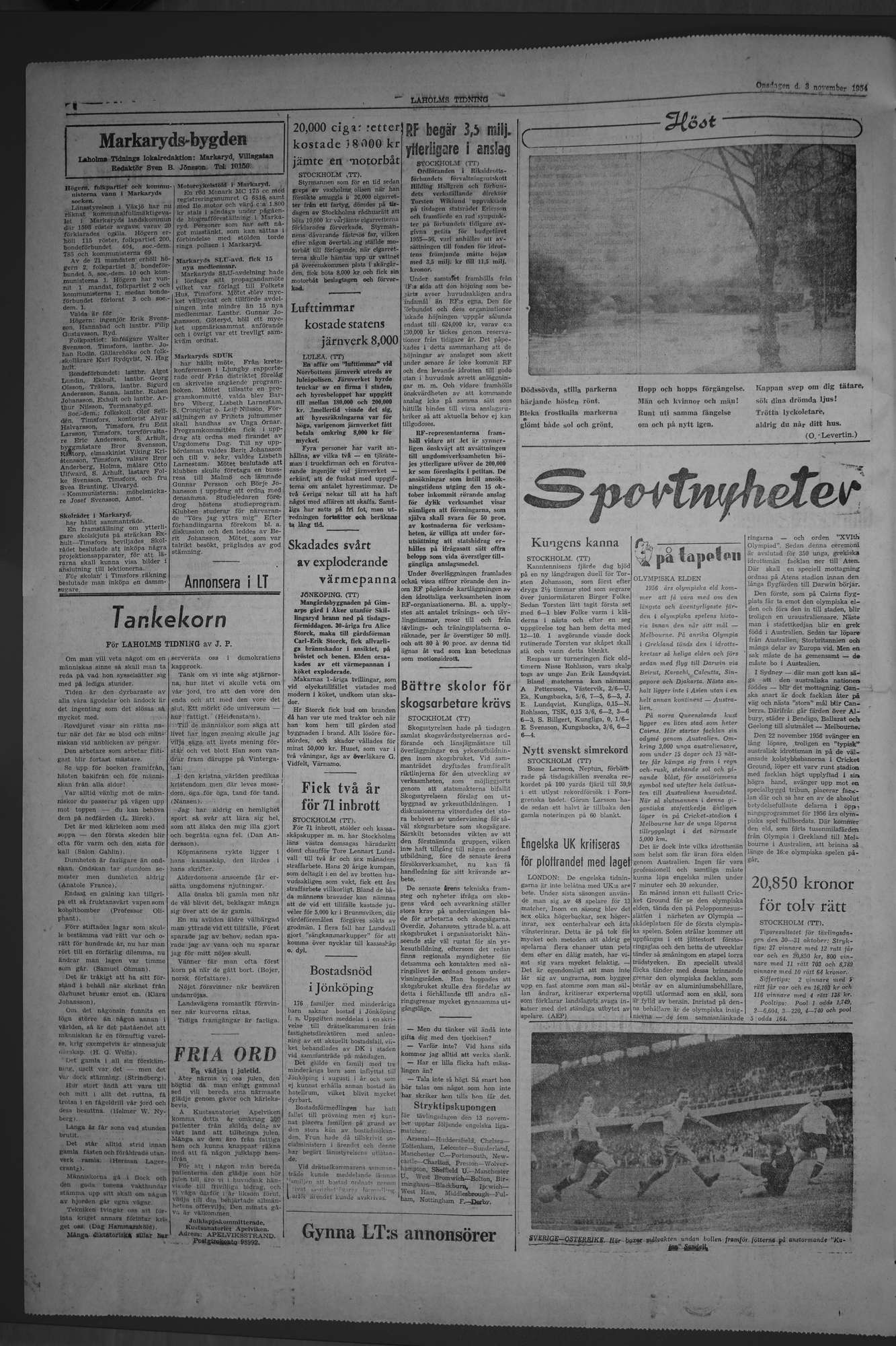 Laholms Tidning Onsdag 3 november 1954, sida 4