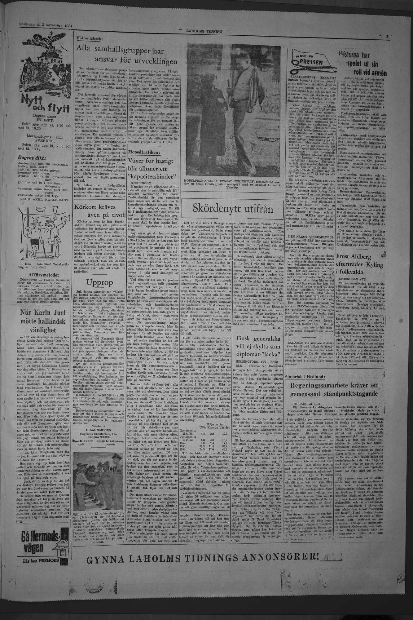 Laholms Tidning Onsdag 3 november 1954, sida 5