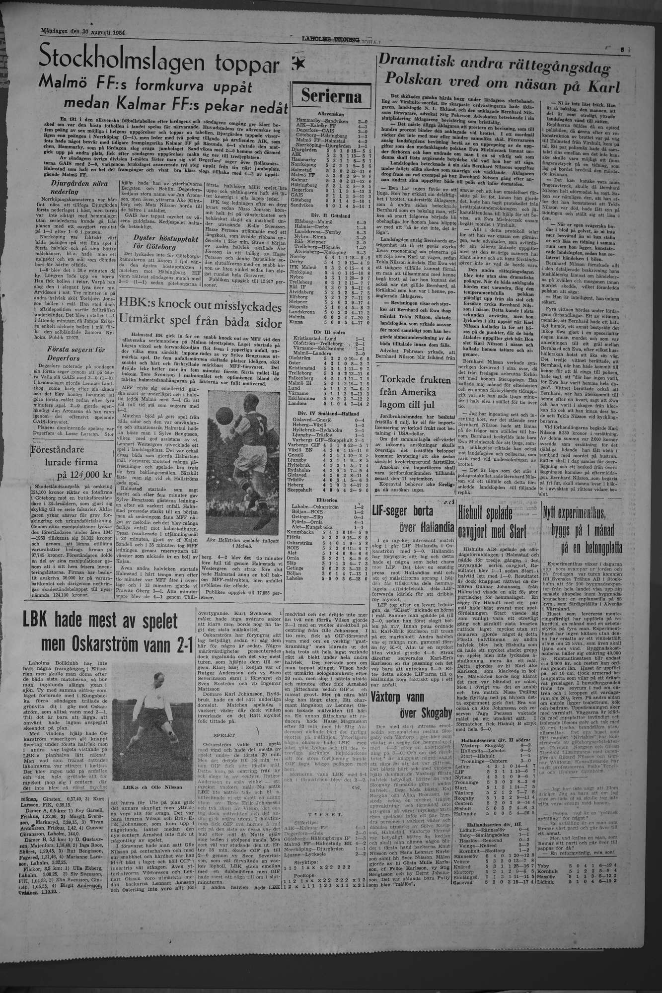 Laholms Tidning Måndag 30 augusti 1954, sida 5