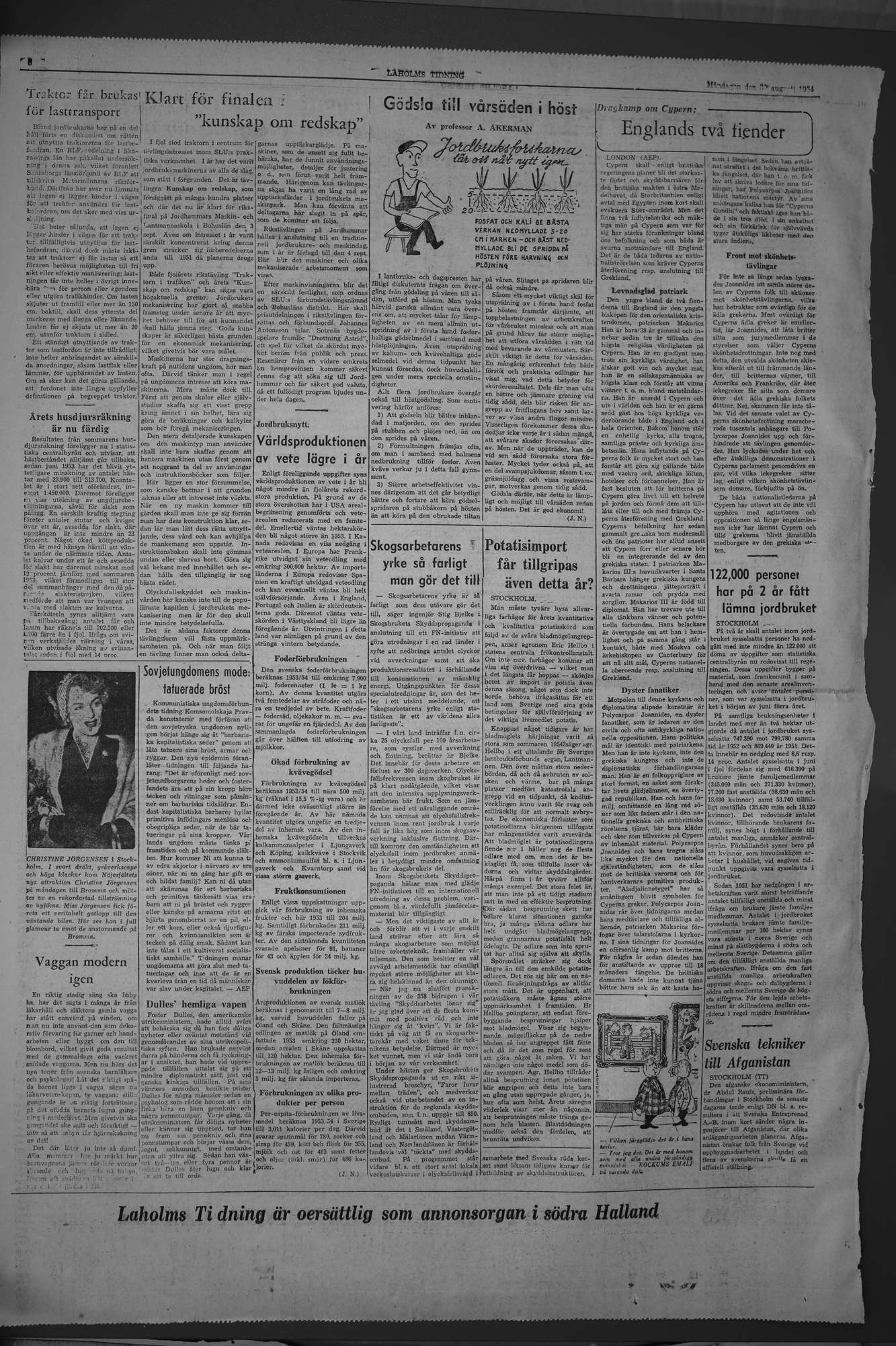 Laholms Tidning Måndag 30 augusti 1954, sida 6