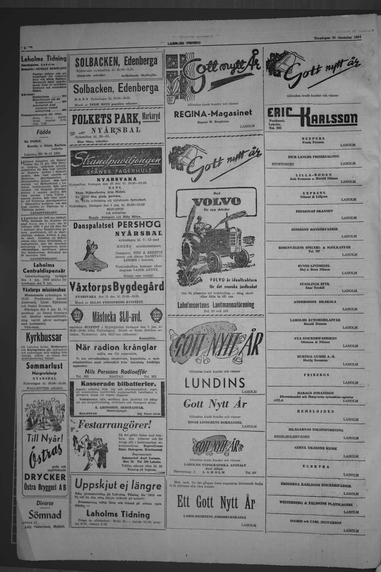 Laholms Tidning Torsdag 30 december 1954, sida 2