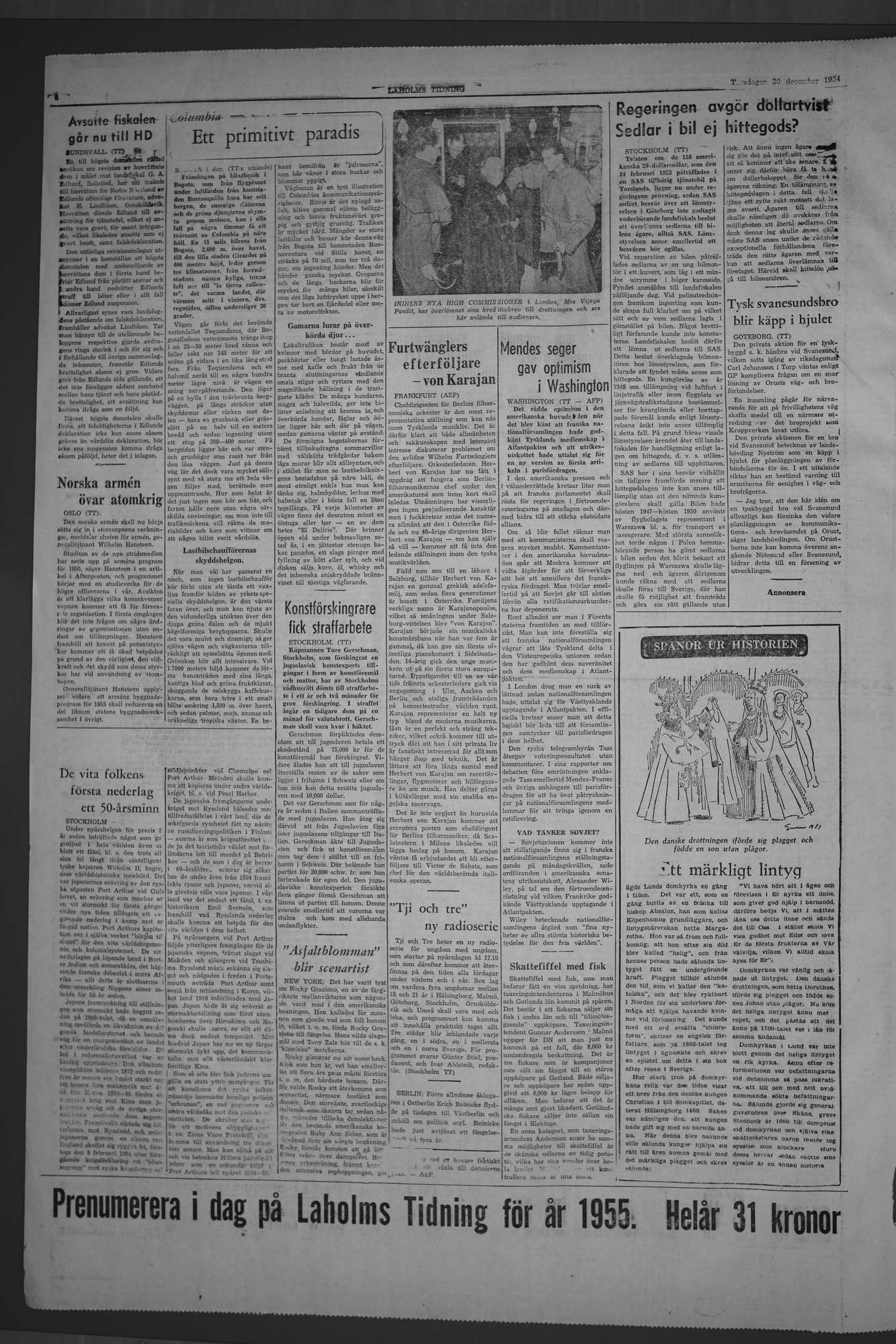 Laholms Tidning Torsdag 30 december 1954, sida 6