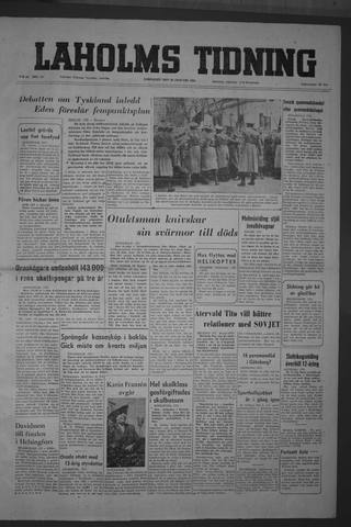 Förstasidan, Lördag 30 januari 1954