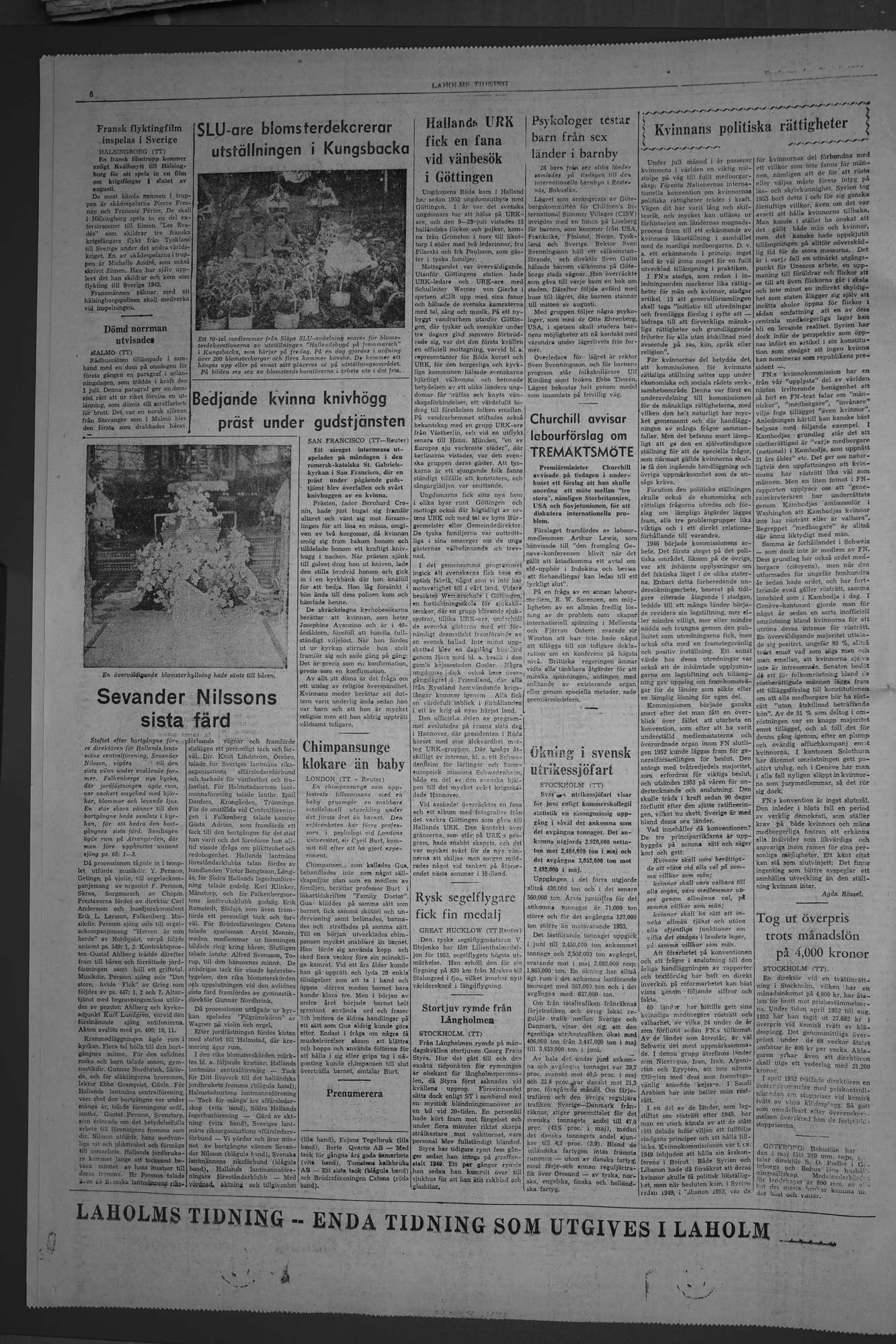 Laholms Tidning Fredag 30 juli 1954, sida 6