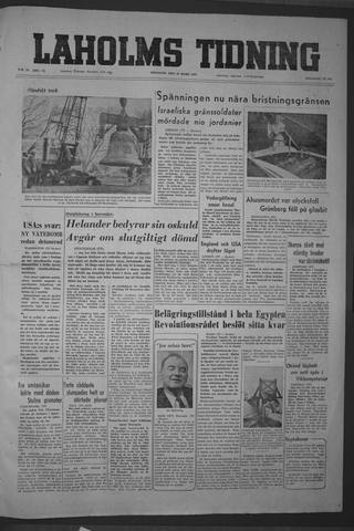Förstasidan, Tisdag 30 mars 1954