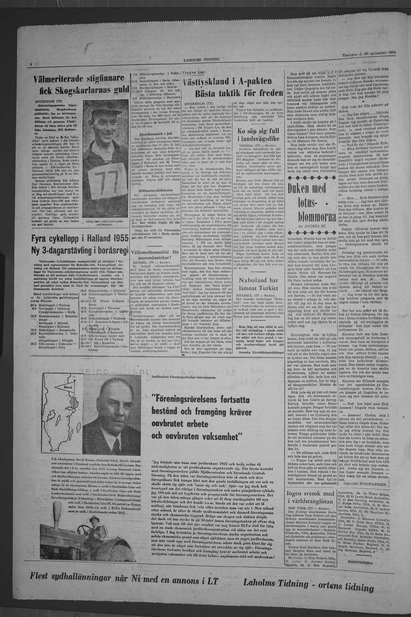 Laholms Tidning Tisdag 30 november 1954, sida 4