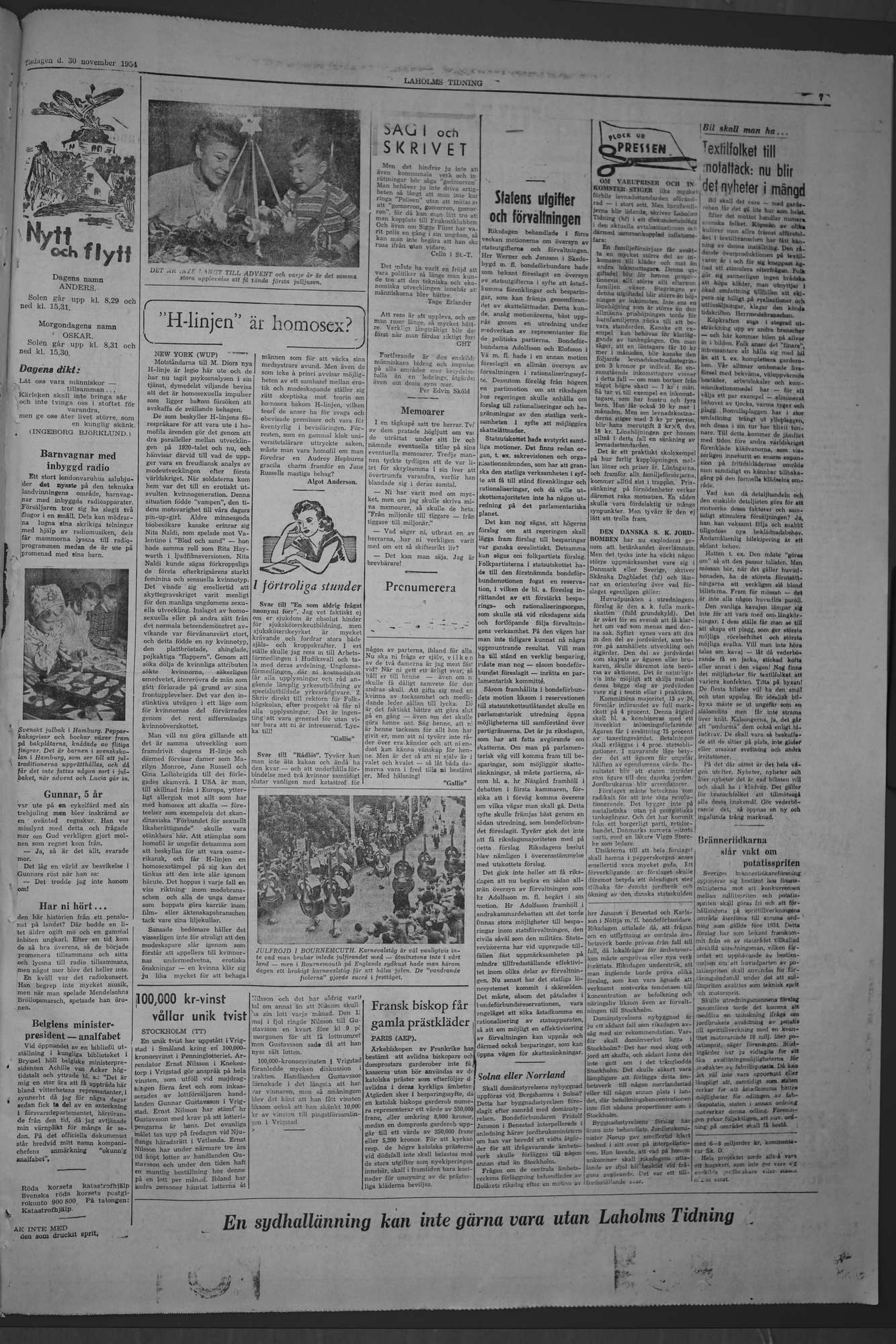 Laholms Tidning Tisdag 30 november 1954, sida 7