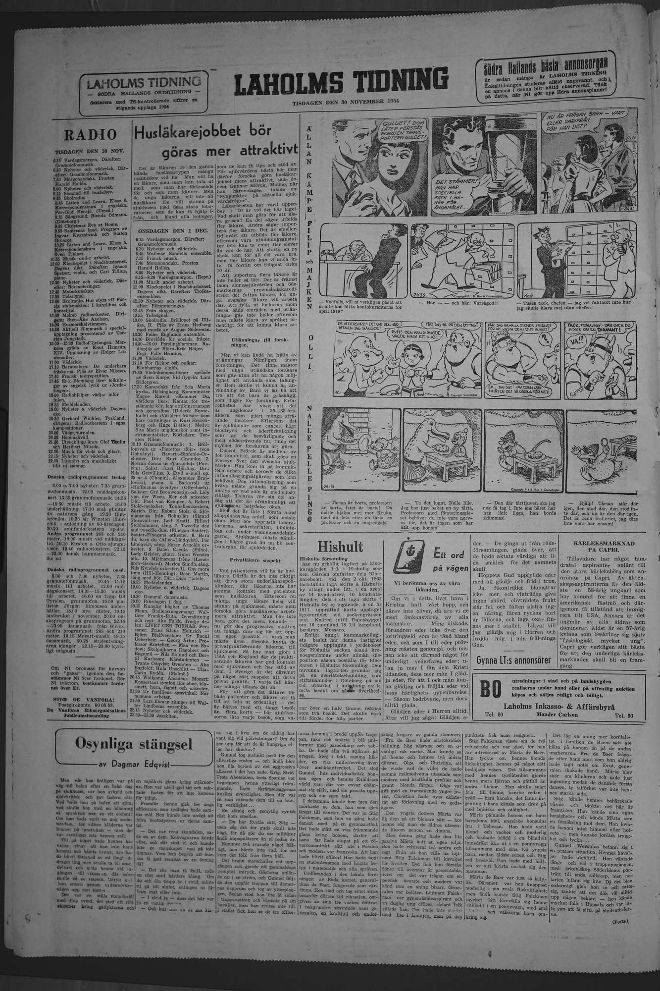 Laholms Tidning Tisdag 30 november 1954, sida 8