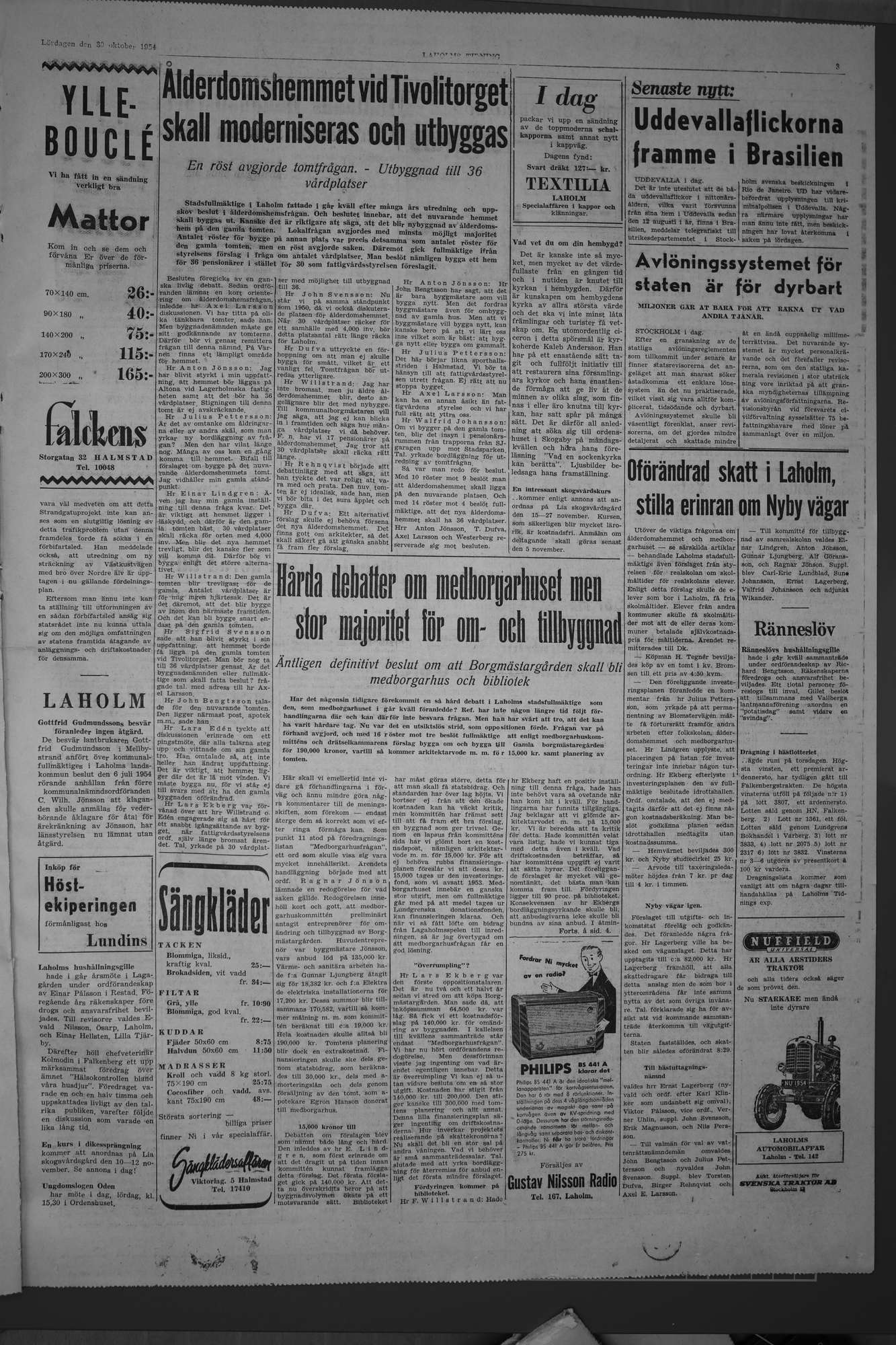 Laholms Tidning Lördag 30 oktober 1954, sida 3