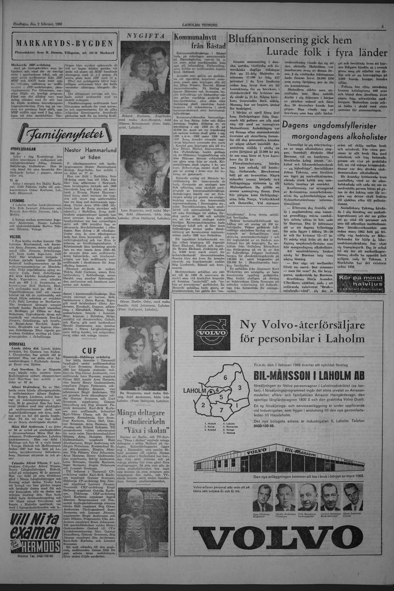 Laholms Tidning Onsdag 2 februari 1966, sida 3