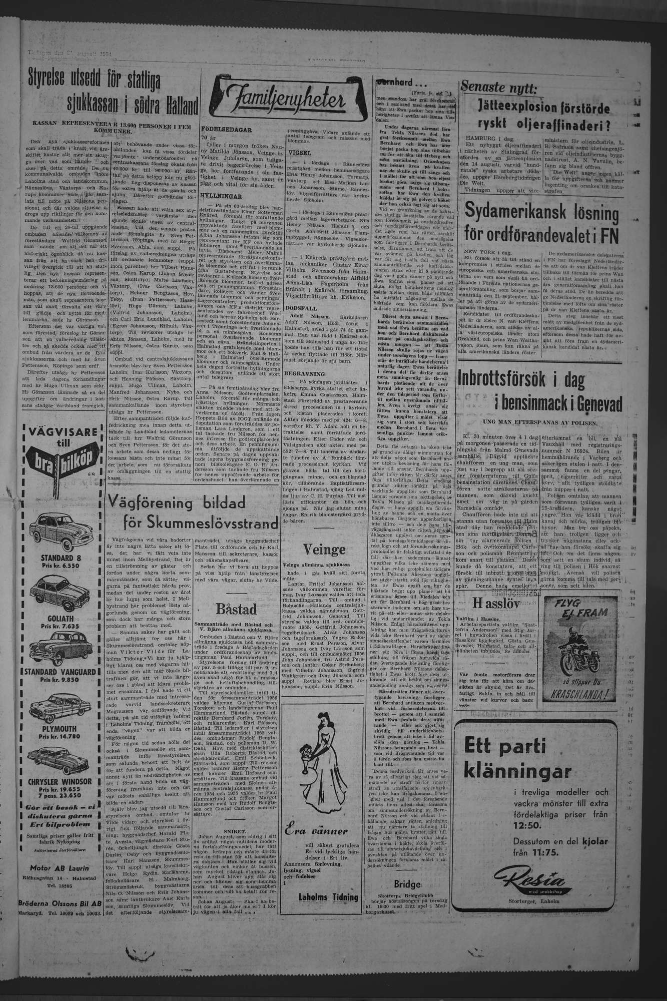 Laholms Tidning Tisdag 31 augusti 1954, sida 3