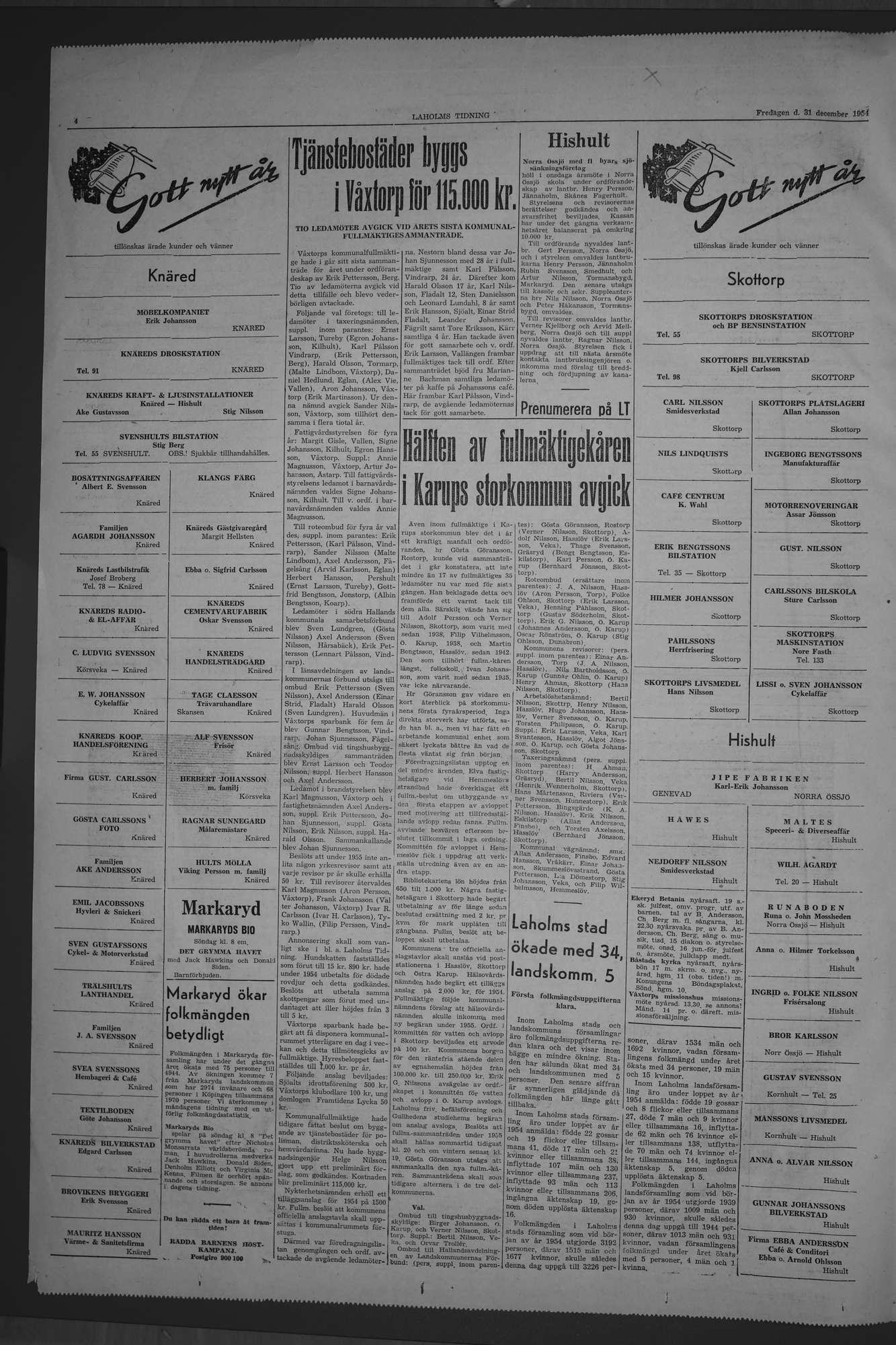 Laholms Tidning Fredag 31 december 1954, sida 4