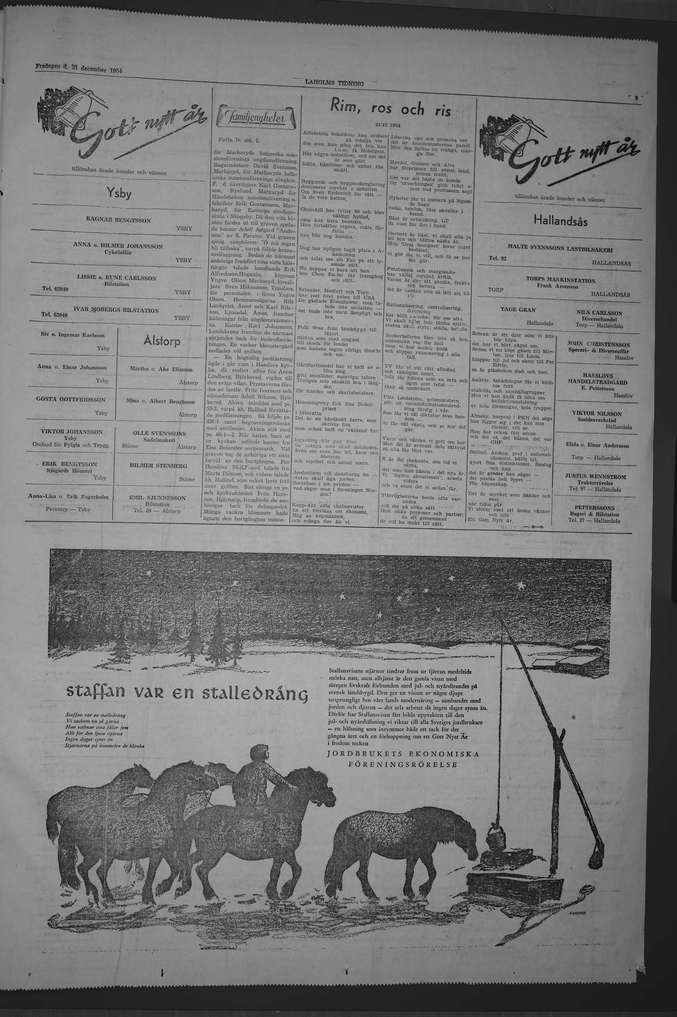 Laholms Tidning Fredag 31 december 1954, sida 5