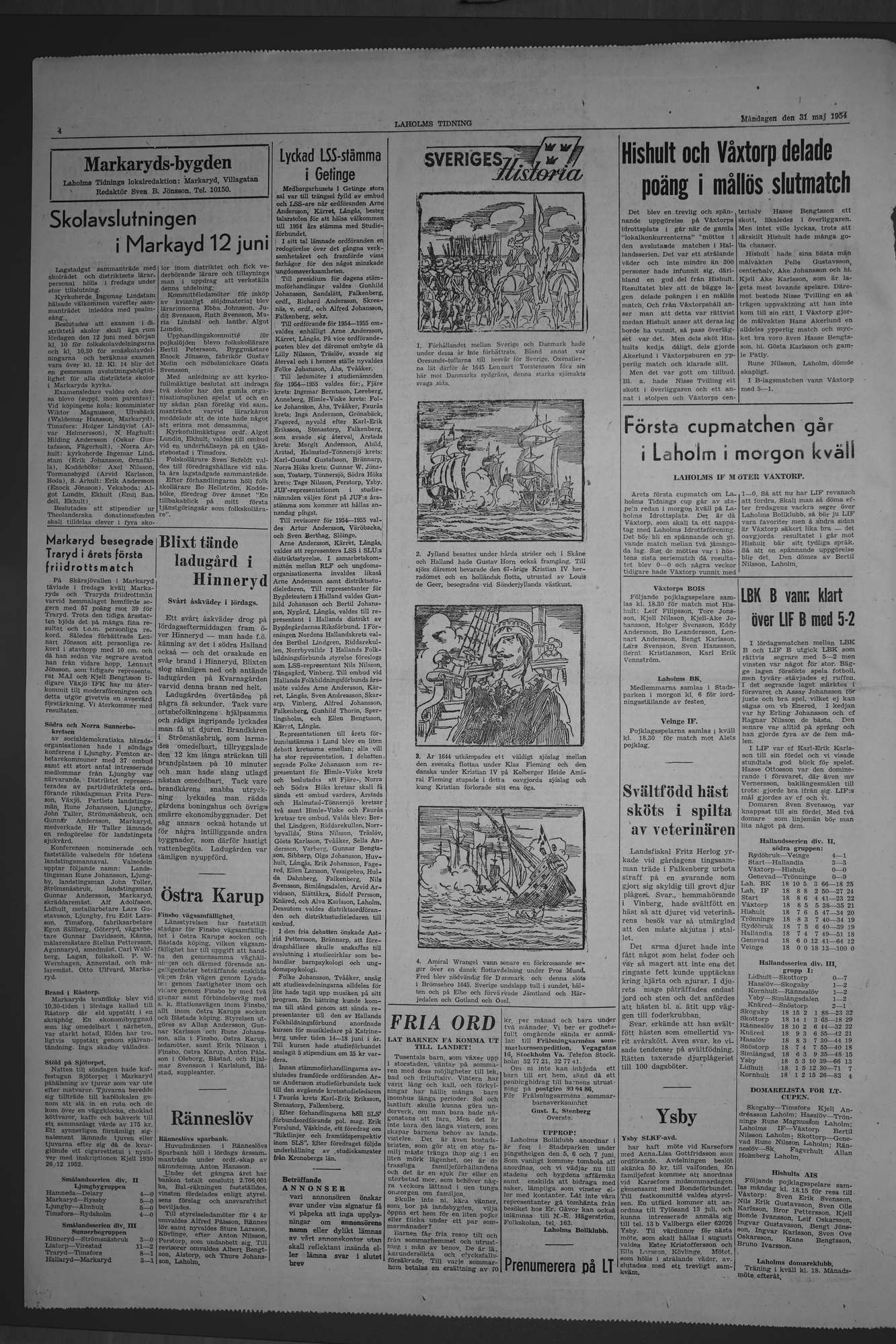 Laholms Tidning Måndag 31 maj 1954, sida 4