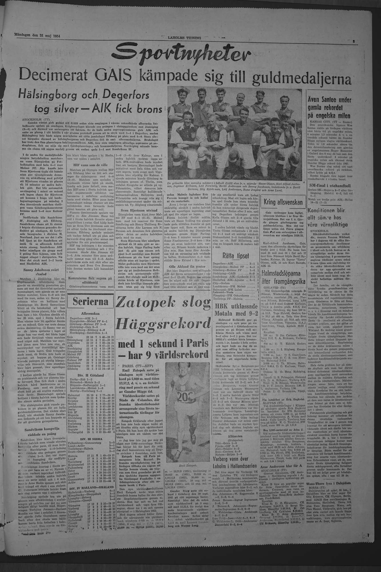 Laholms Tidning Måndag 31 maj 1954, sida 5