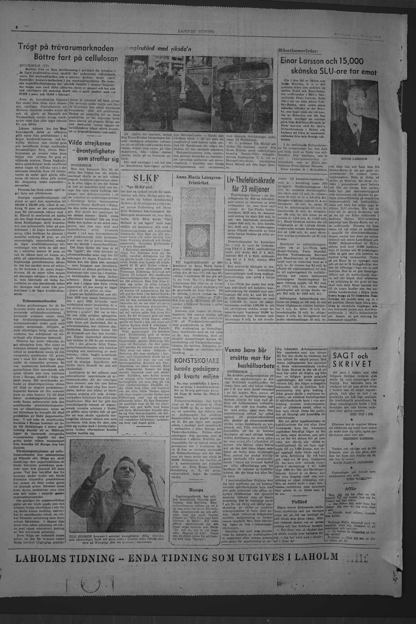 Laholms Tidning Måndag 31 maj 1954, sida 6