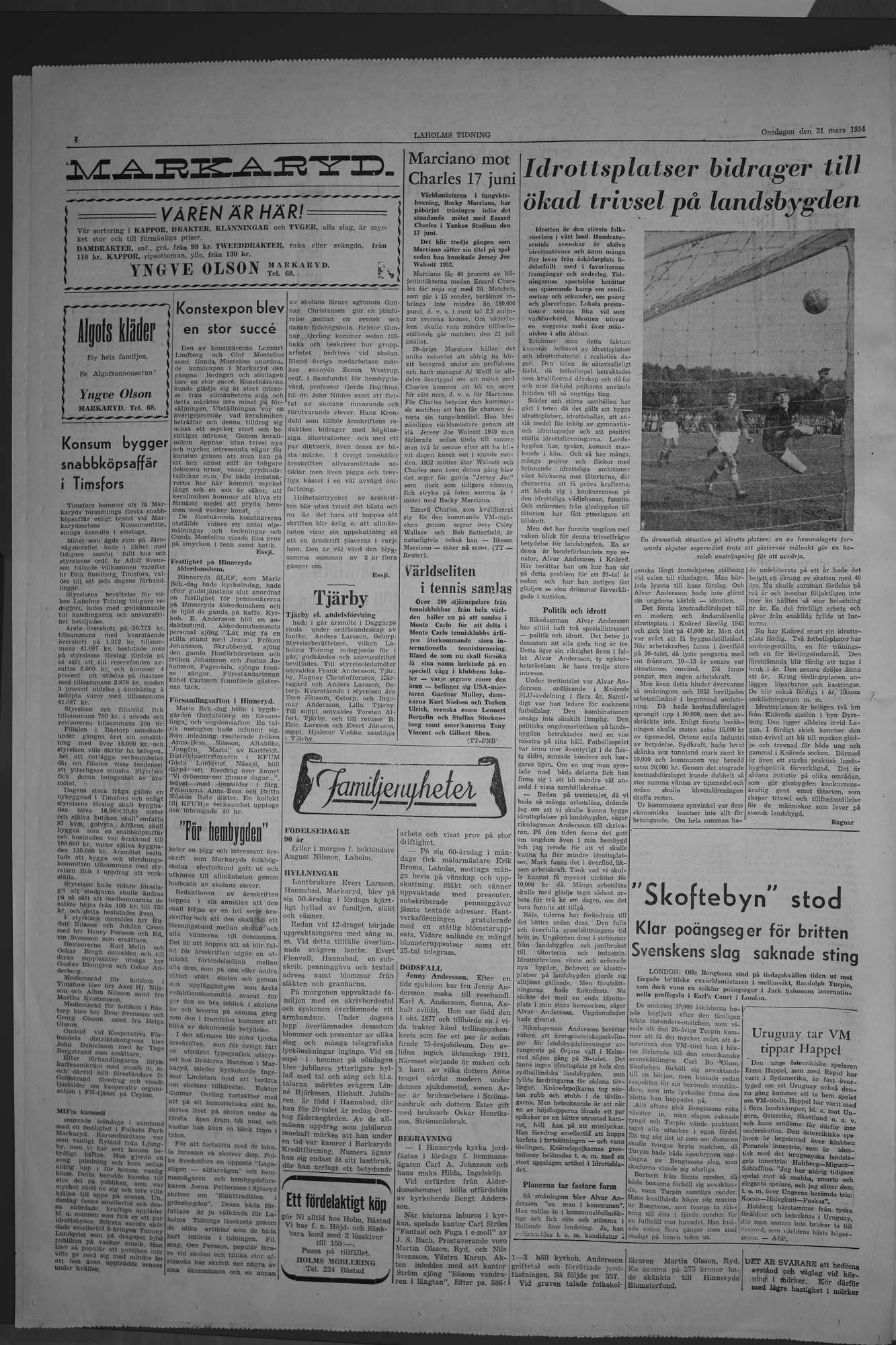 Laholms Tidning Onsdag 31 mars 1954, sida 4
